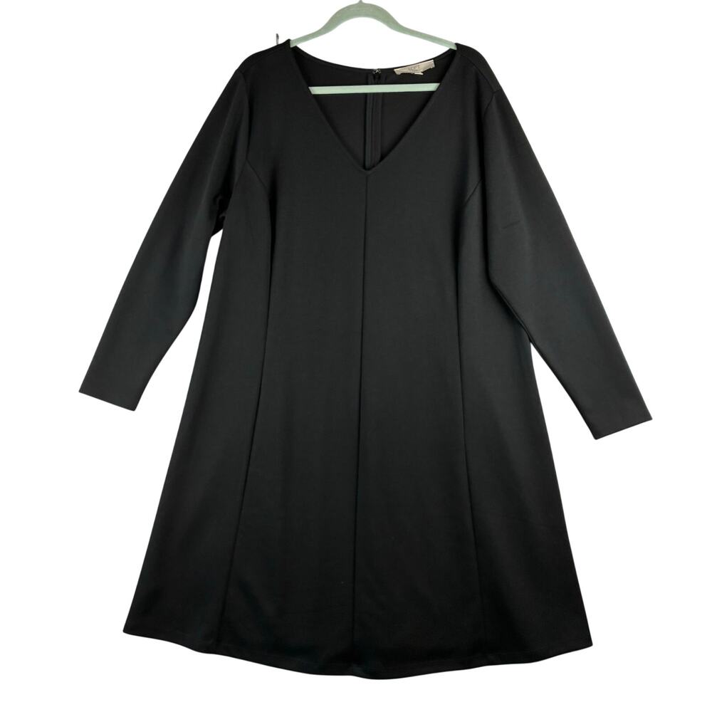 Lof Long Sleeve Midi Shift Swing Dress Women’s 18 Career Matte Jersey Black NWOT